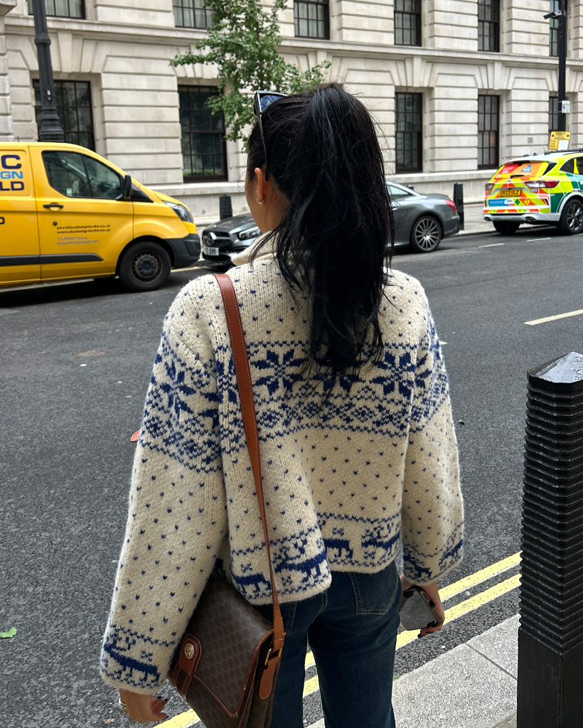 ドットトナカイノルディックダブルジップニットブルゾン