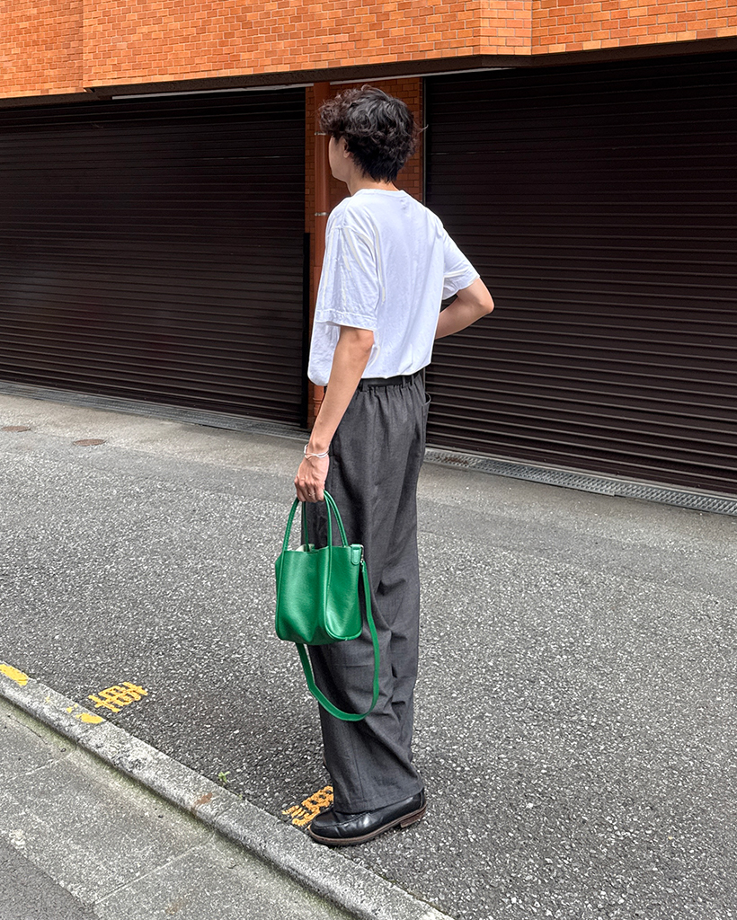 ユニセックス）ウエストバックゴムダブルタックワイドスラックス