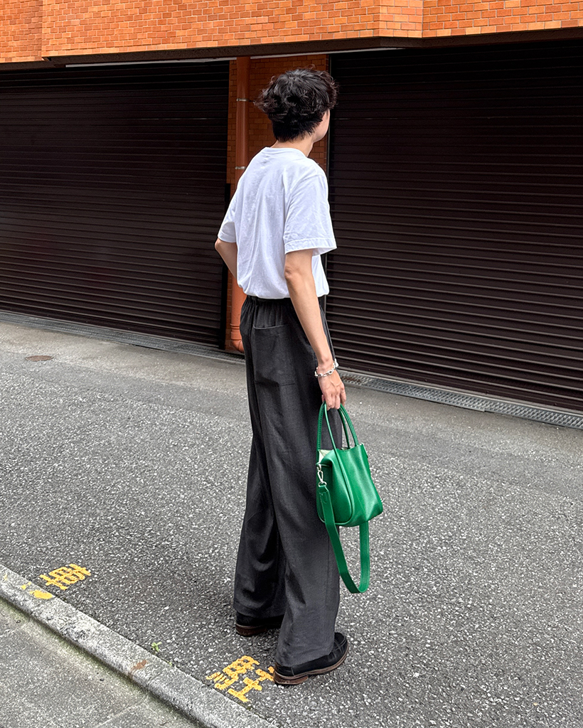 ユニセックス）ウエストバックゴムダブルタックワイドスラックス