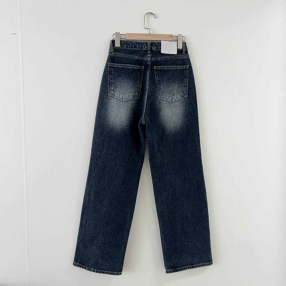 【もか】ウォッシュドデニムワイドパンツ ウォッシュドワイドデニムパンツ / Washed Wide Denim Pants