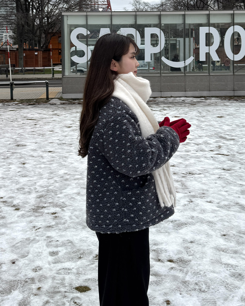 ドット柄フリースジャンパー