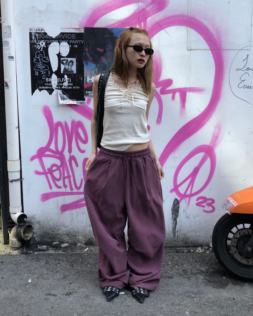 ユニセックス）ウエストゴムパラシュートワイドパンツ | ファッション