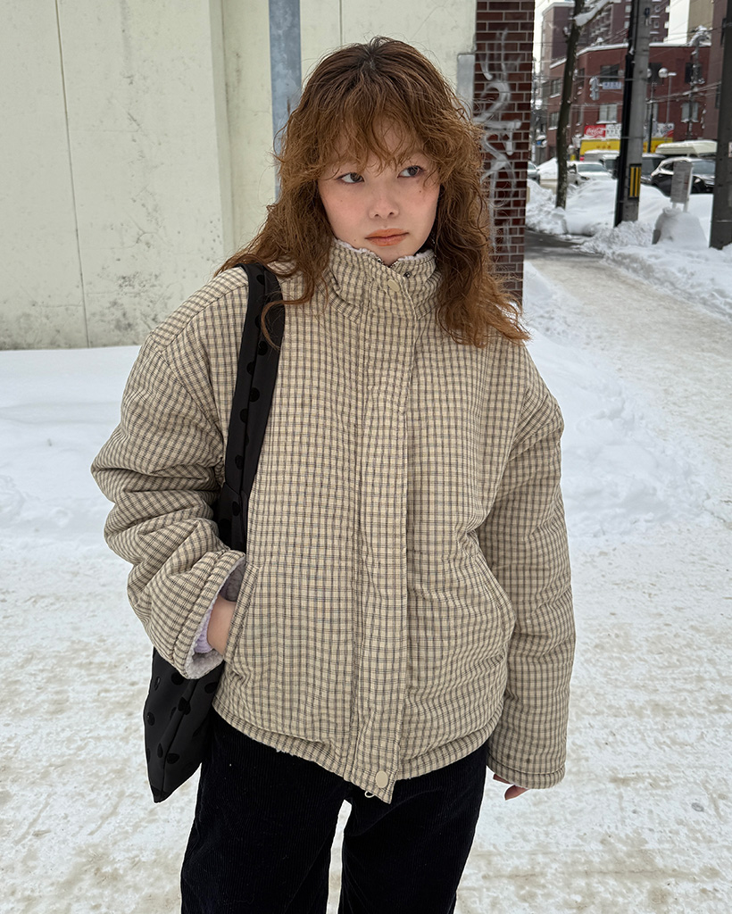 チェックパターンボアジャンパー