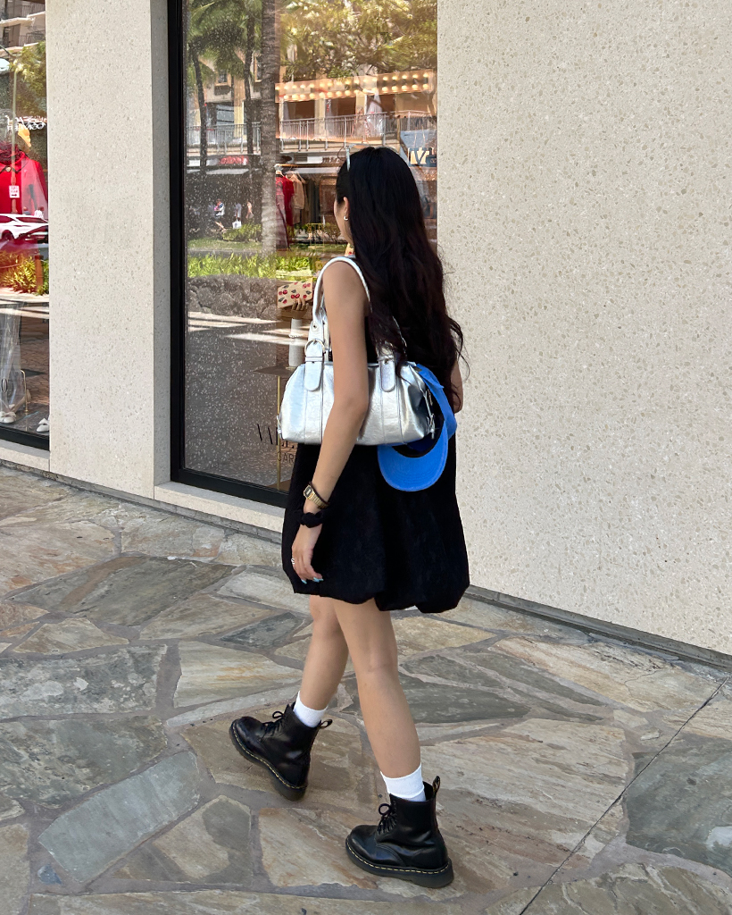 ハンドメイド モノトーンバックリボンワンピース BIGリボン ワッシャー