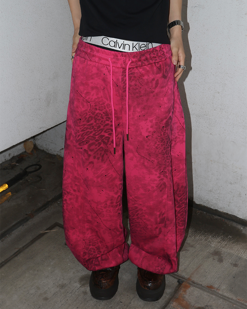 カラフルレオパードパターンスウェットパンツ