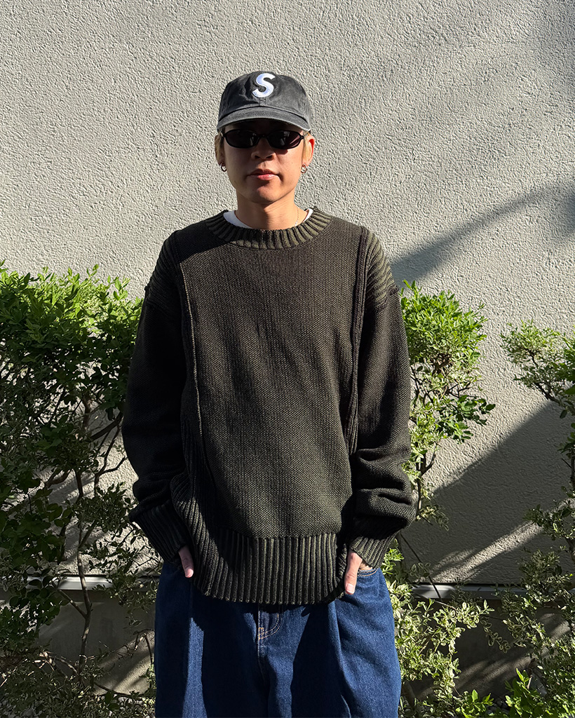 （ユニセックス）ツートンポイントラウンドニット