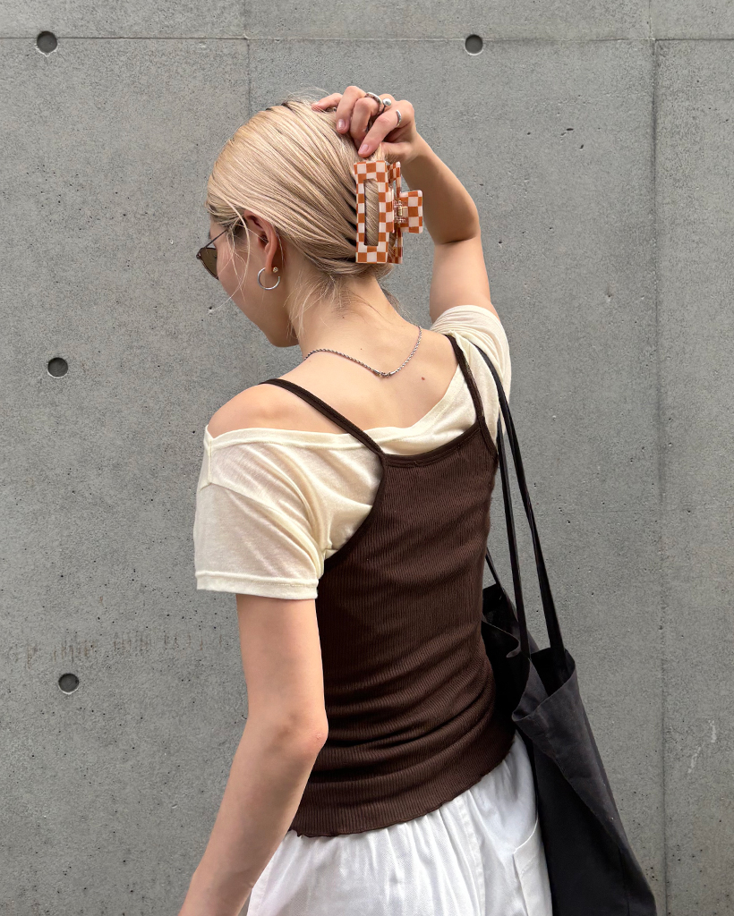 ブロックチェックスクエアヘアクリップ | ファッション通販