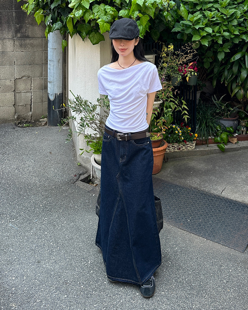 ★ rolarola★ UNBALANCE SHIRRING LONG SKIRT IVORY 500827496 Unbalance Shirring Long Skirt Ivory | Rola Rola | Couturist