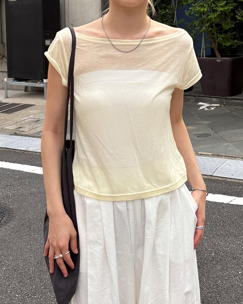 シースルーオフショルダーキャップTシャツ | ファッション通販