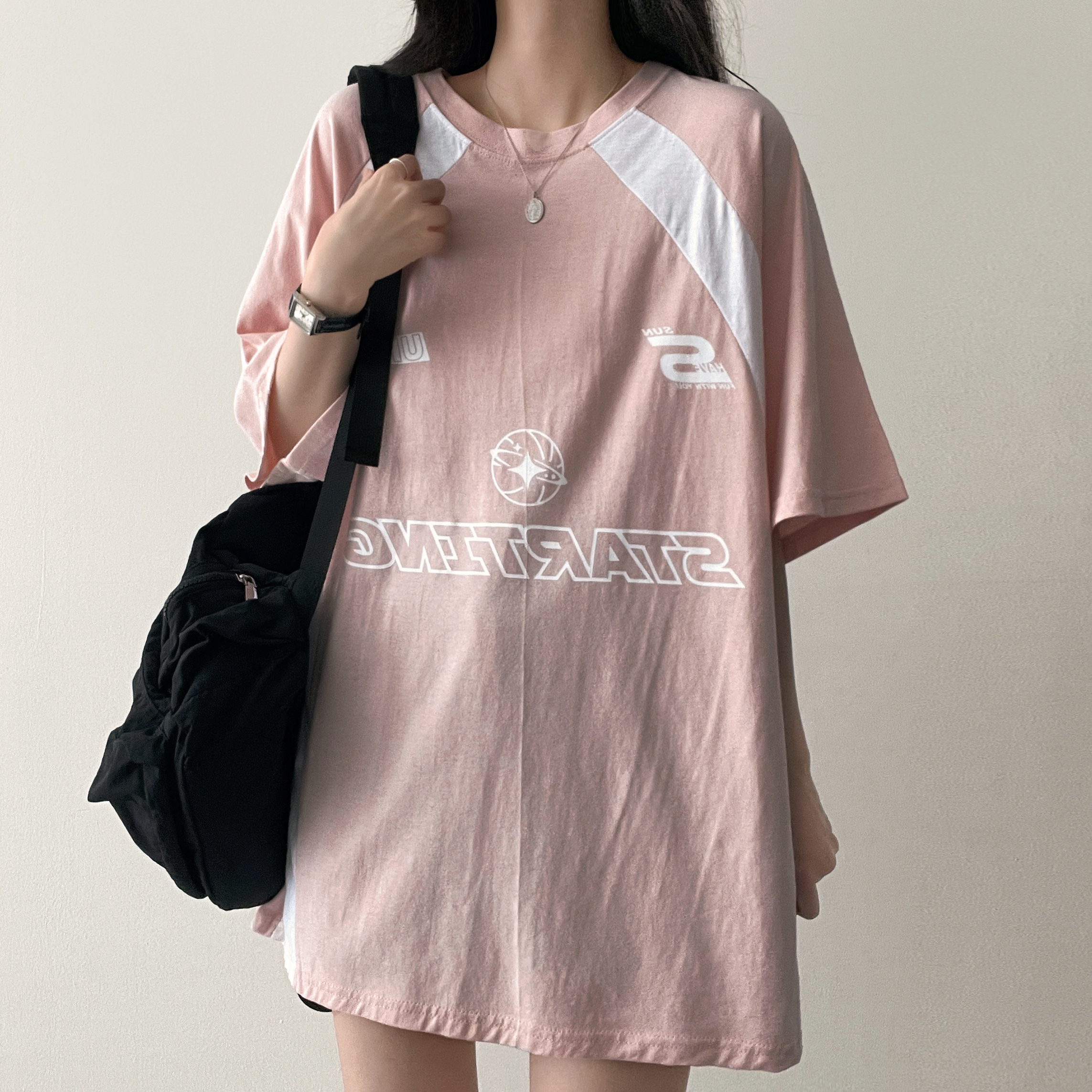 バイカラーオーバーサイズ半袖Tシャツ | ファッション通販サイト