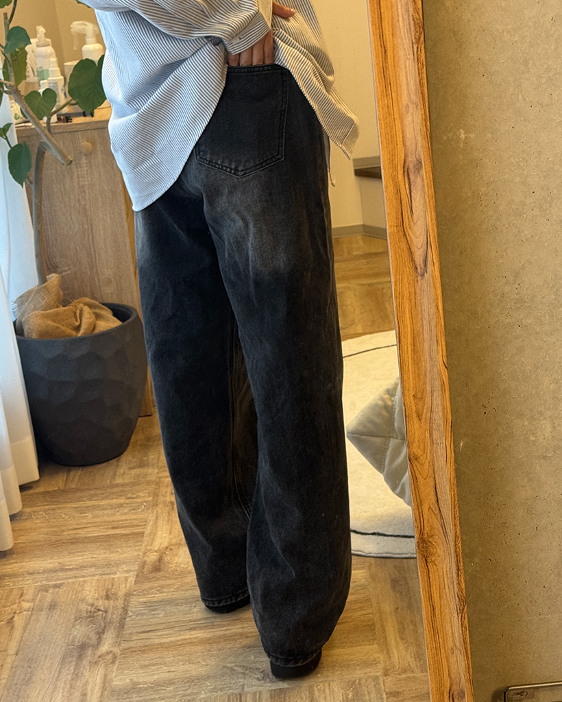 ユナセックス）バルーンフィットウォッシングデニムパンツ
