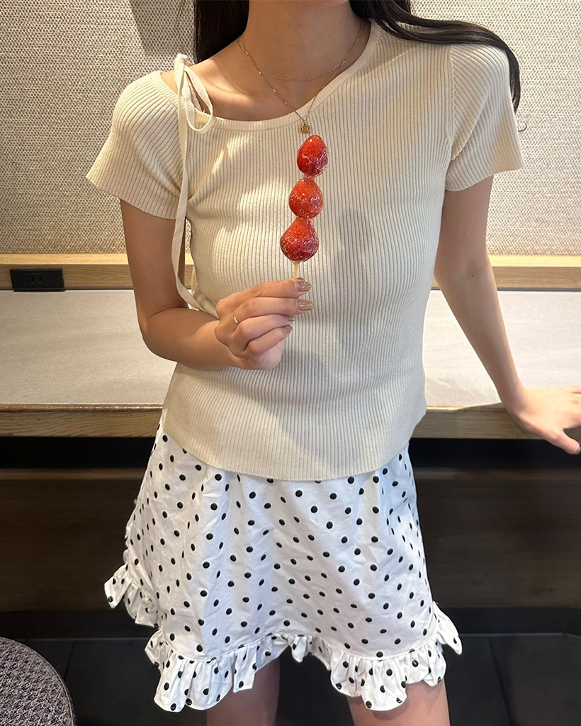 ドットフリルウエストゴムミニスカート | ファッション通販サイト NUGU