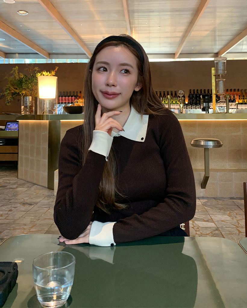 バイカラーポイントカラーリブニット | ファッション通販サイト NUGU