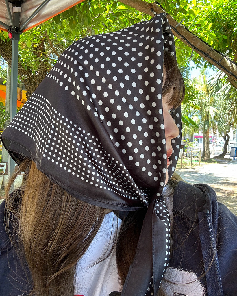 オールドジョー 和風柄スカーフ 黒白 OLD JOE 】SILK CALICO SCARF TIE & FRINGE STALL | legrow