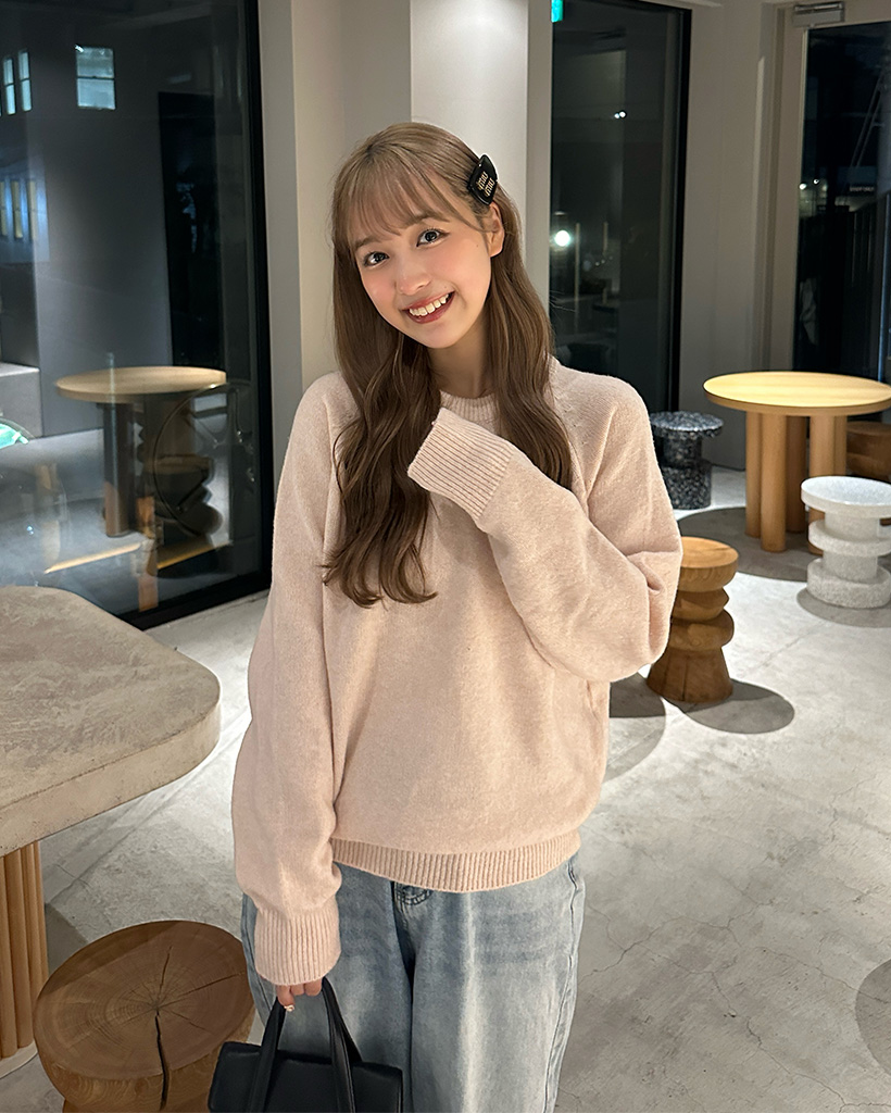 パステルラウンドネックニット