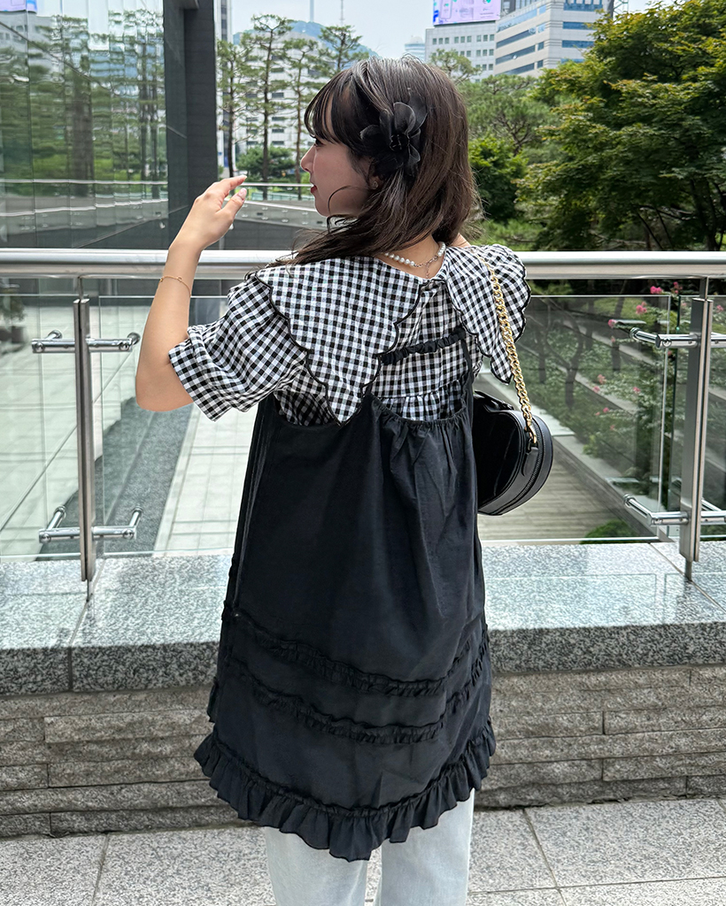 衿付ノワールチュニック（M）（黒）S-5　フリルチュニック Amazon.co.jp: [モードルイーズ] レディース エステユニフォーム