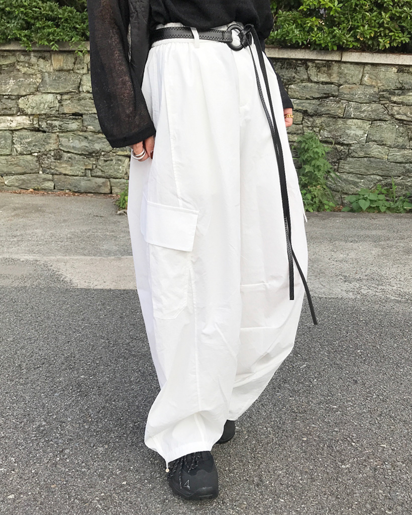 CLANE ホワイト カーゴパンツ ベルト付き CLANE ホワイト カーゴパンツ