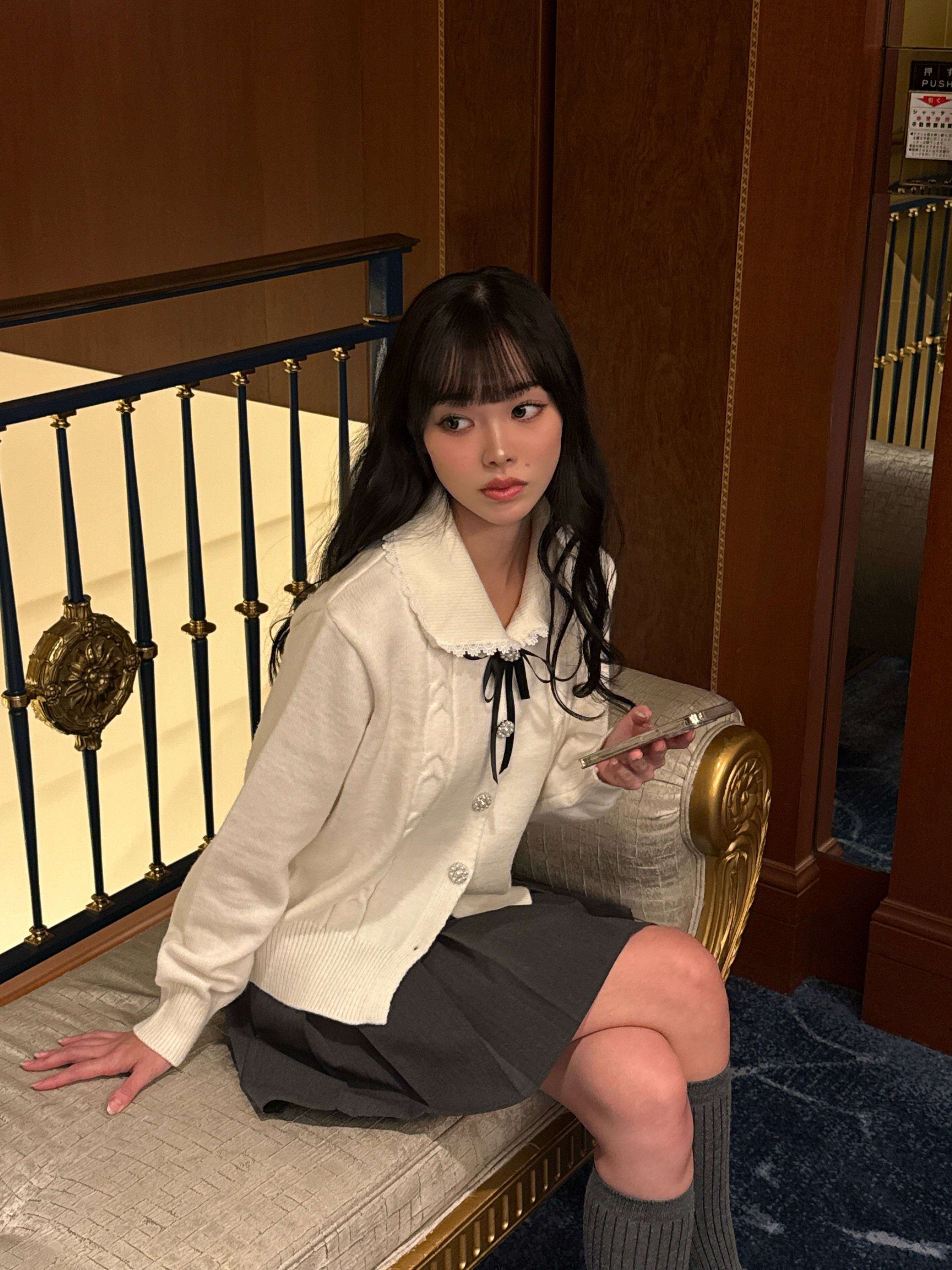 パールボタン スイートリブカーディガン