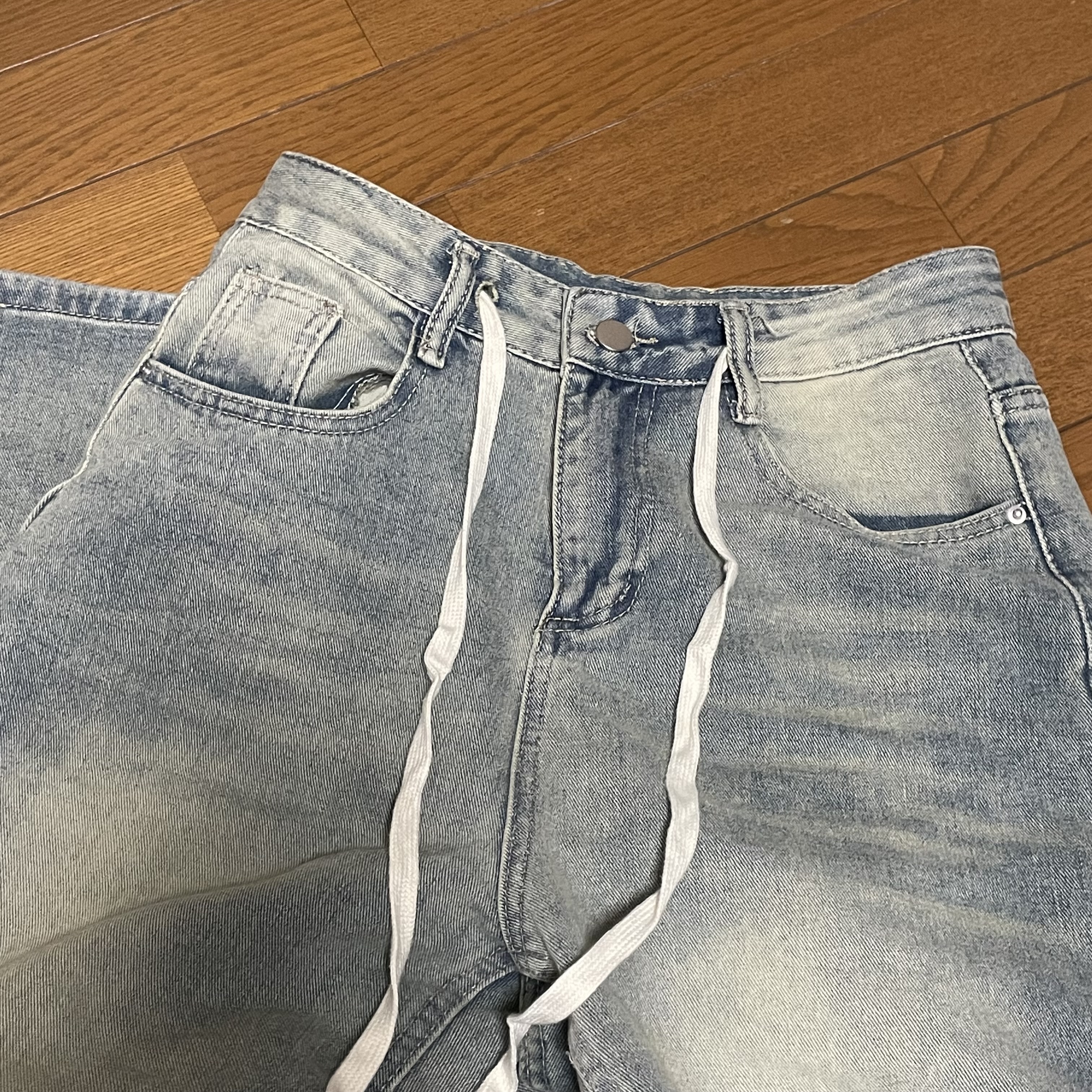 ストリングウォッシュワイドデニムパンツ | ファッション通販