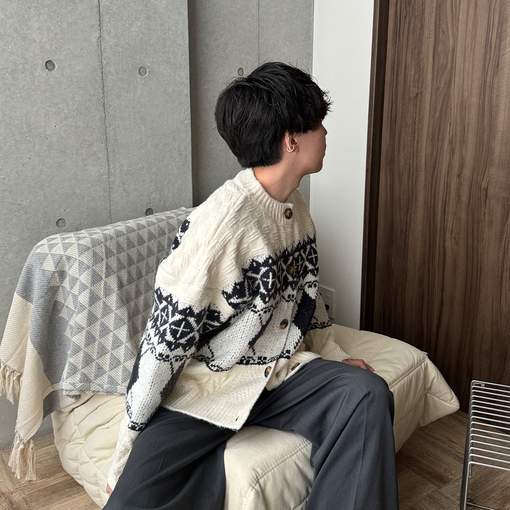 ユニセックス) ノルディックラウンドカーディガン