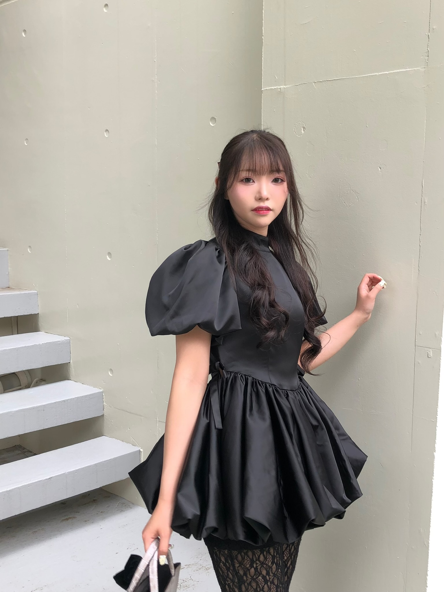 satin balloon peplum mini one-piece | ファッション通販サイト
