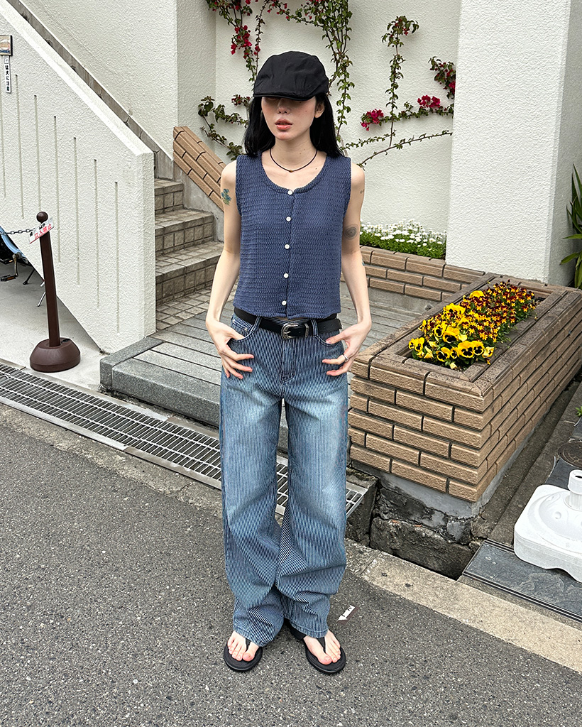 ストライプデニムワイドパンツ | ファッション通販サイト NUGU