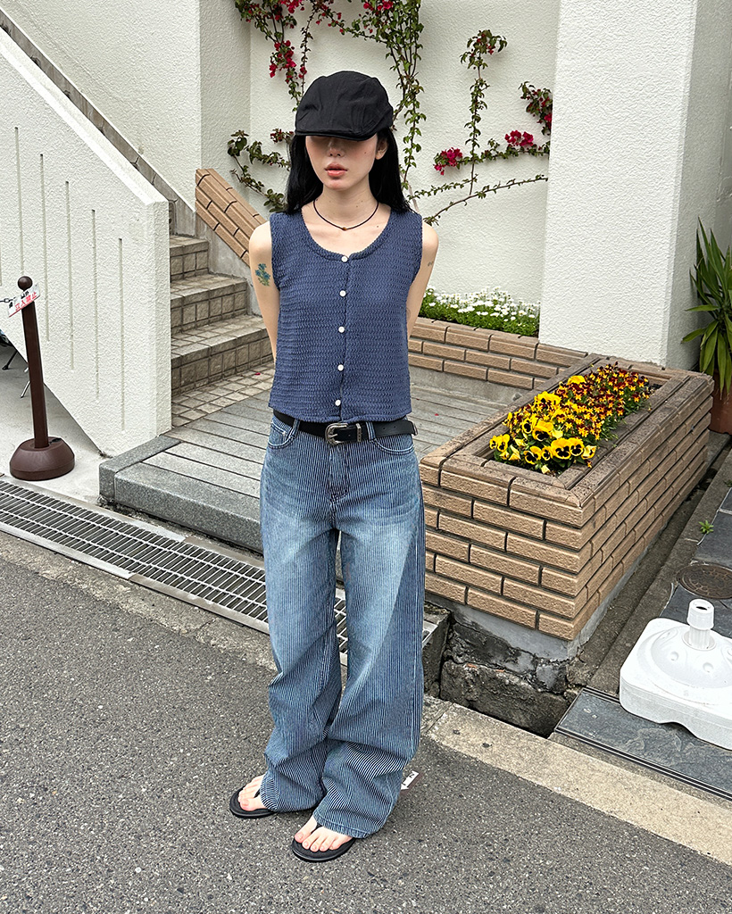 ストライプデニムワイドパンツ | ファッション通販サイト NUGU