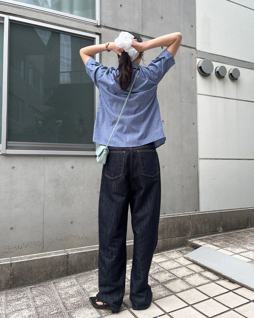 ユニセックス）ストレートリジッドメランジデニムパンツ