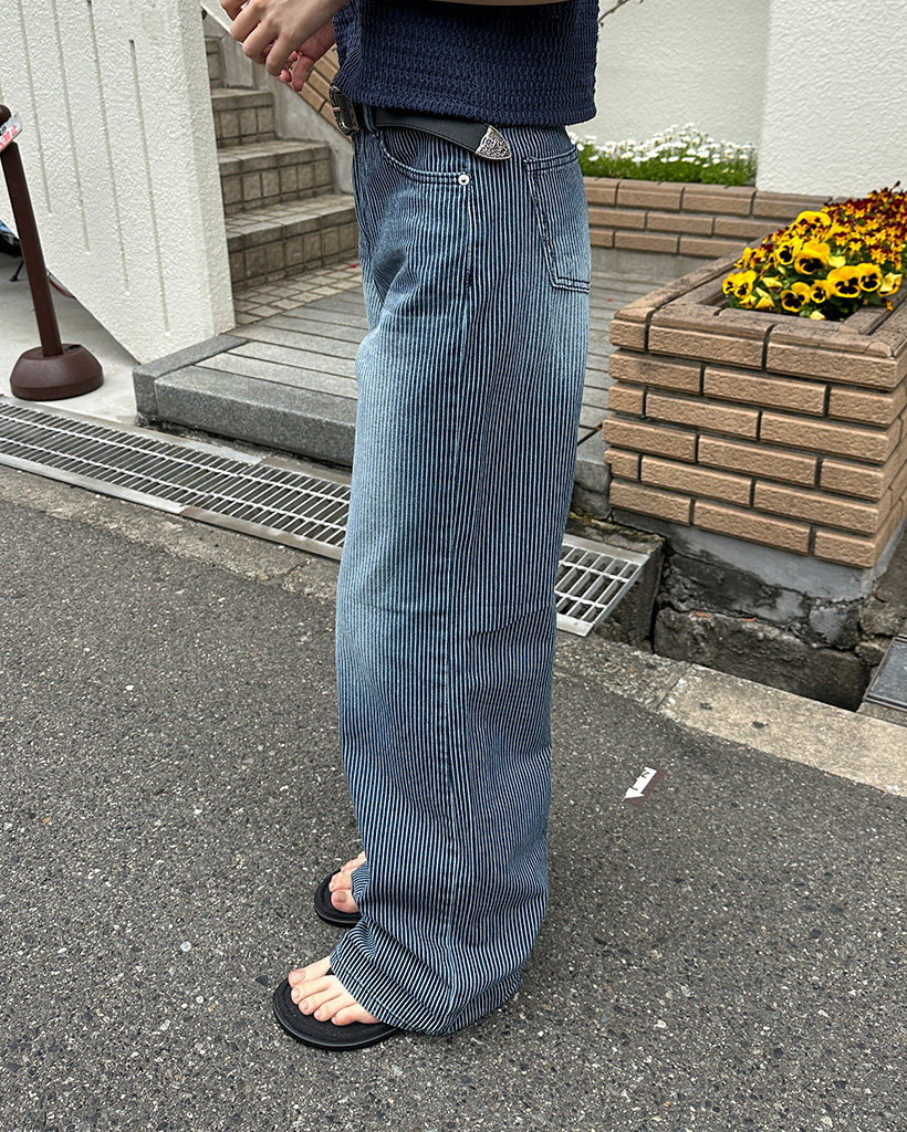 ストライプデニムワイドパンツ | ファッション通販サイト NUGU