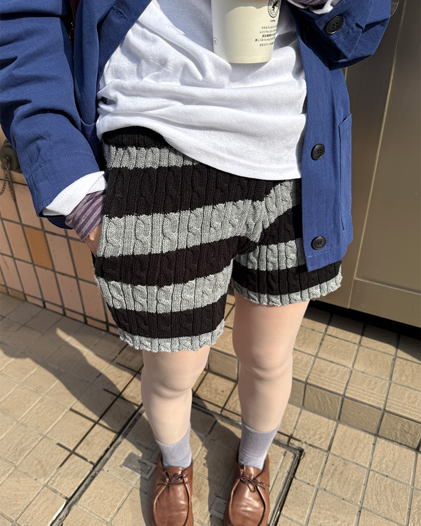 ボーダーケーブルショートパンツ