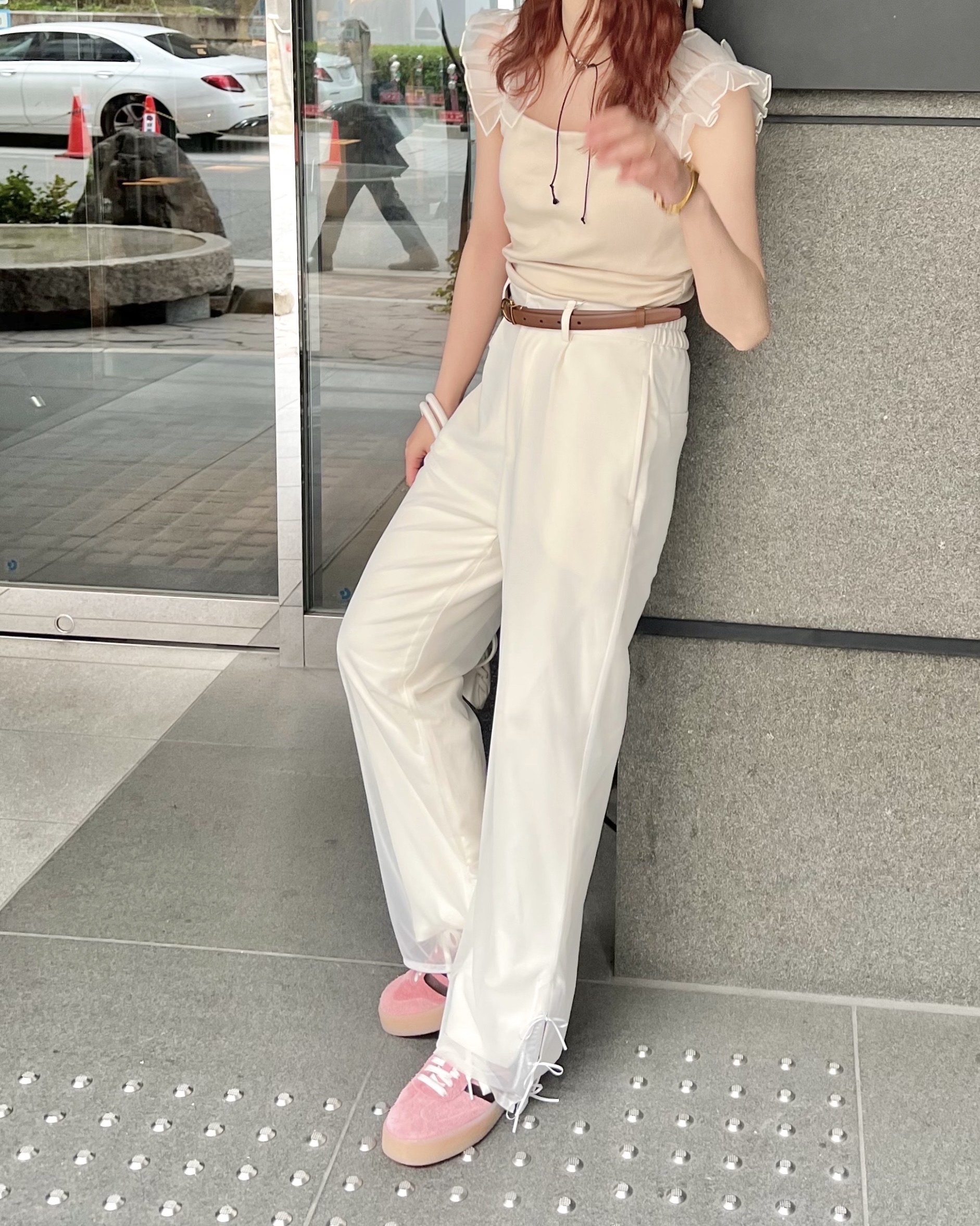 heve ヘイヴ　リボンドットパンツ　ブラック　dolce yori ohga Y's BORN PRODUCT] COTTON TWILL FLARE SKIRT WITH GUSSET(XS