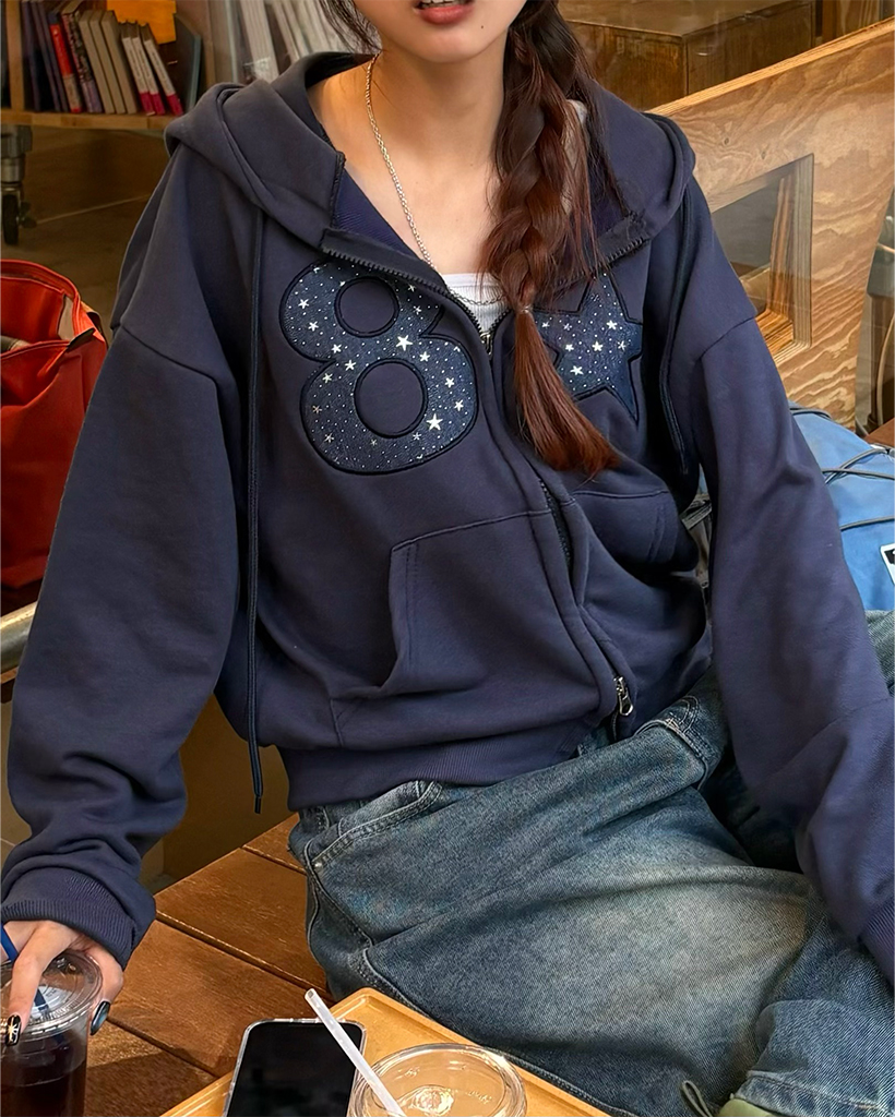 8スタードットパッチフードパーカー | ファッション通販サイト NUGU