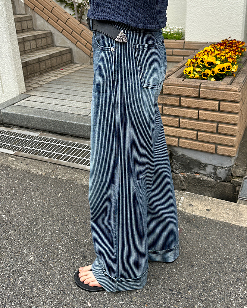 ストライプデニムワイドパンツ | ファッション通販サイト NUGU