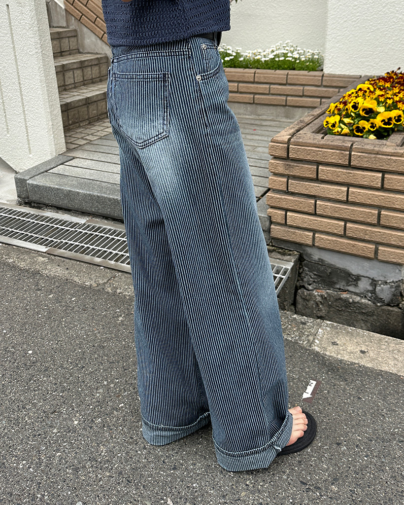 ストライプデニムワイドパンツ | ファッション通販サイト NUGU