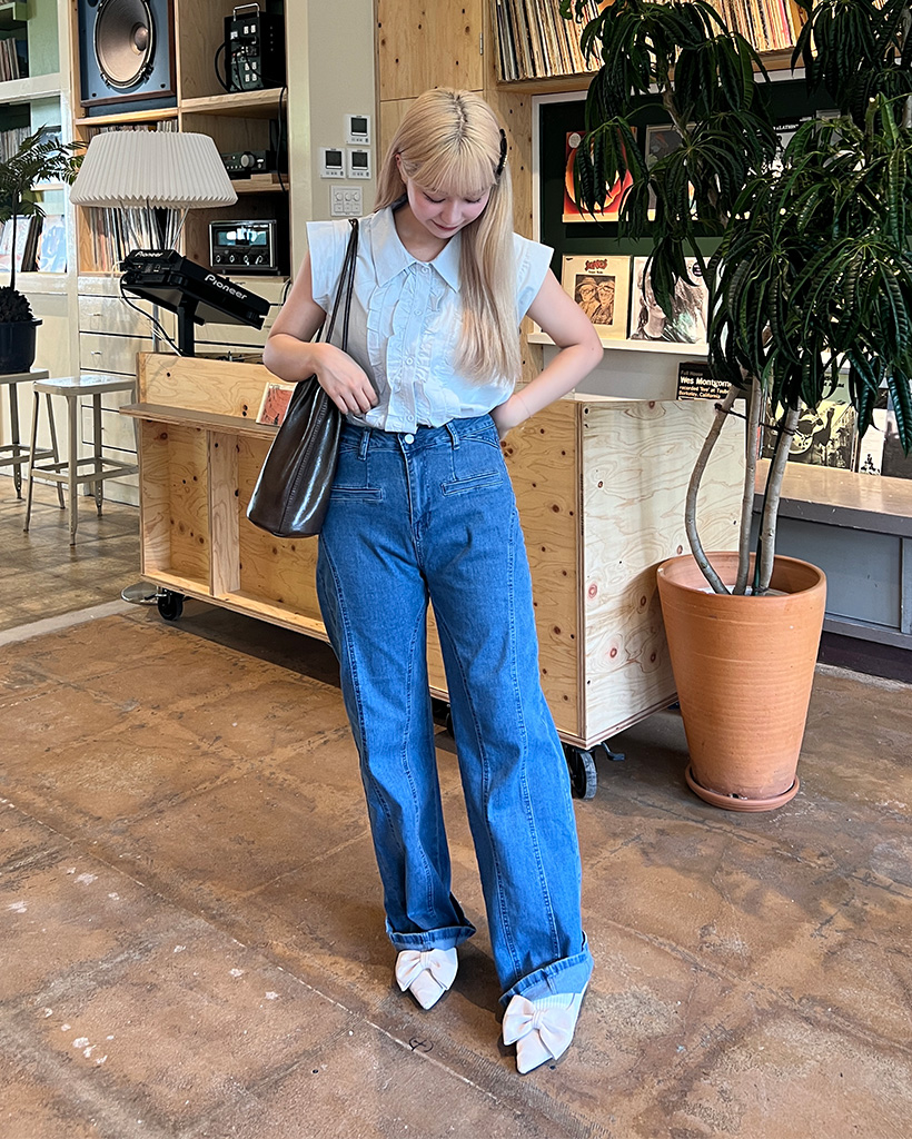 バックリボンフリルデニムパンツ | ファッション通販サイト NUGU