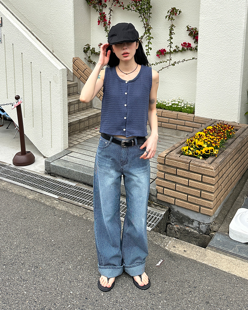 needles ストライプデザイン サルエルパンツ デニム finefinefk_fj-d360