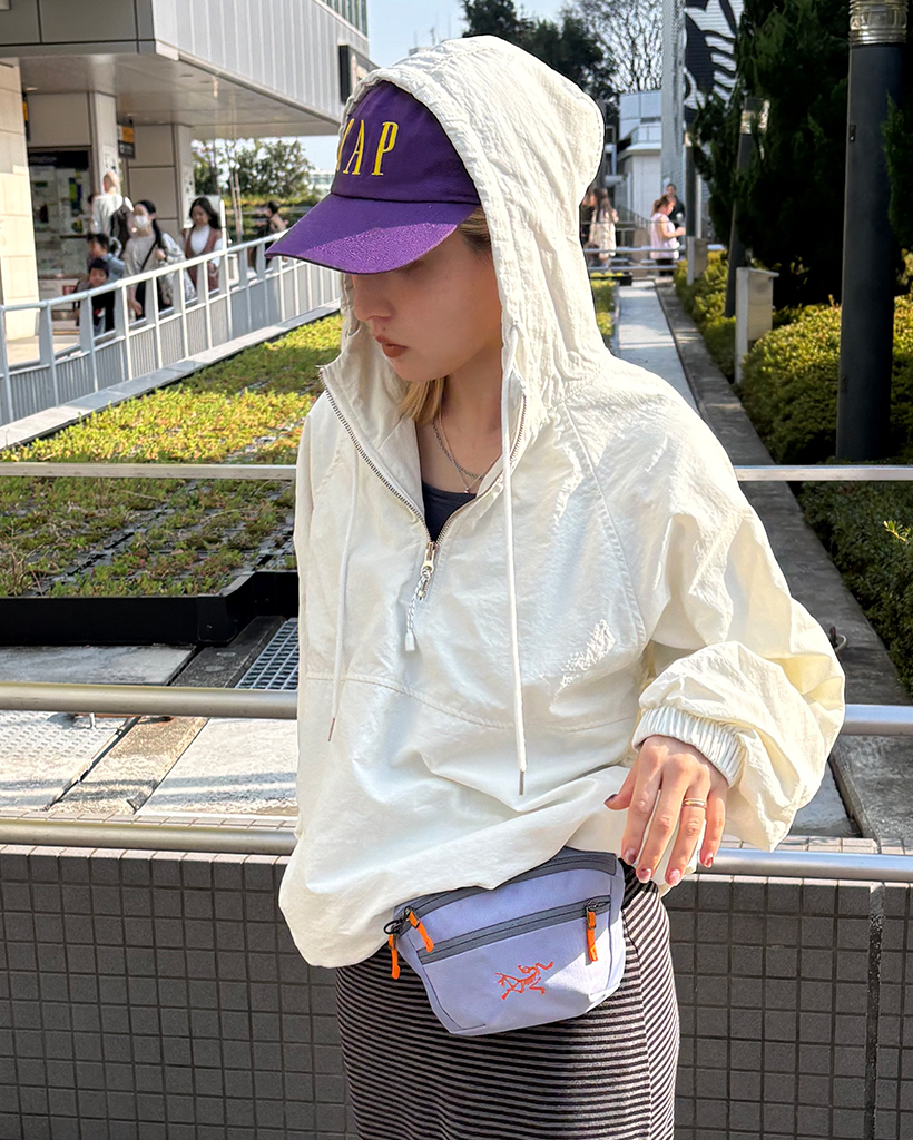 メランジライニングナイロンフードアノラック