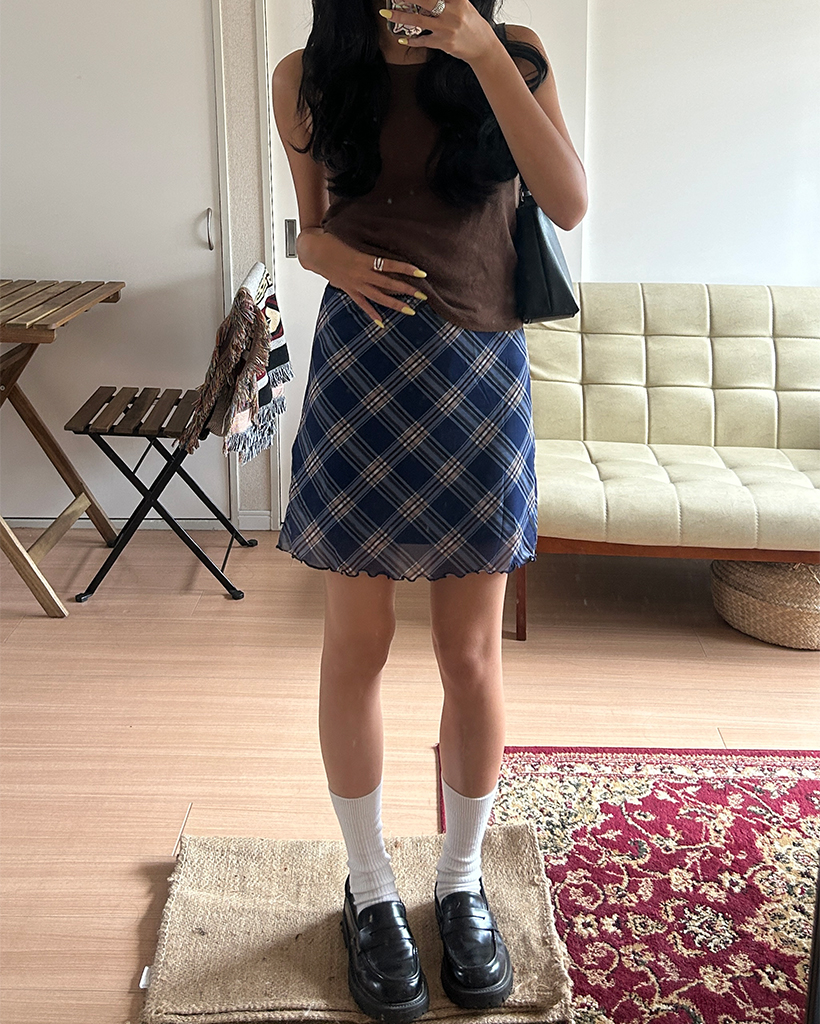 タータンチェックリボンシフォンミニスカート | ファッション通販