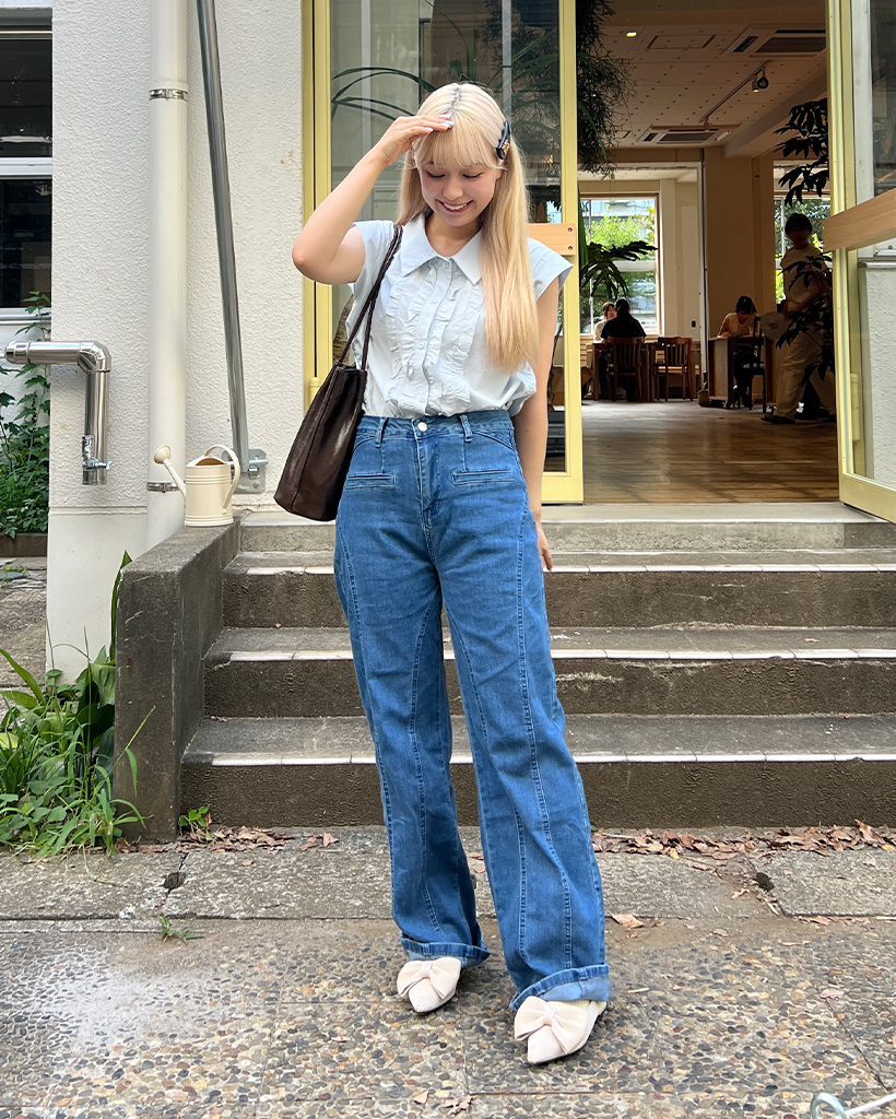 バックリボンフリルデニムパンツ | ファッション通販サイト NUGU