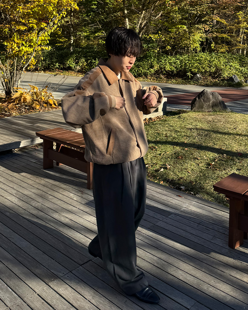 CALEE ノーカラージャケット ブラック コーデュロイ コーデュロイノーカラーカバーオール | メンズ,アウター,ジャケット