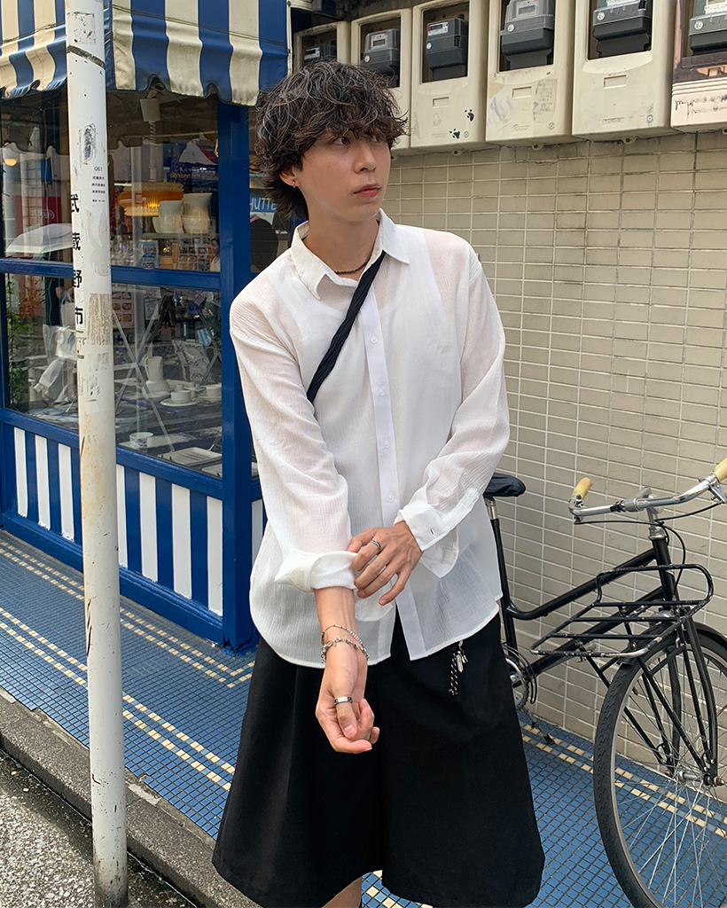 プリーツシースルー長袖シャツ | ファッション通販サイト NUGU