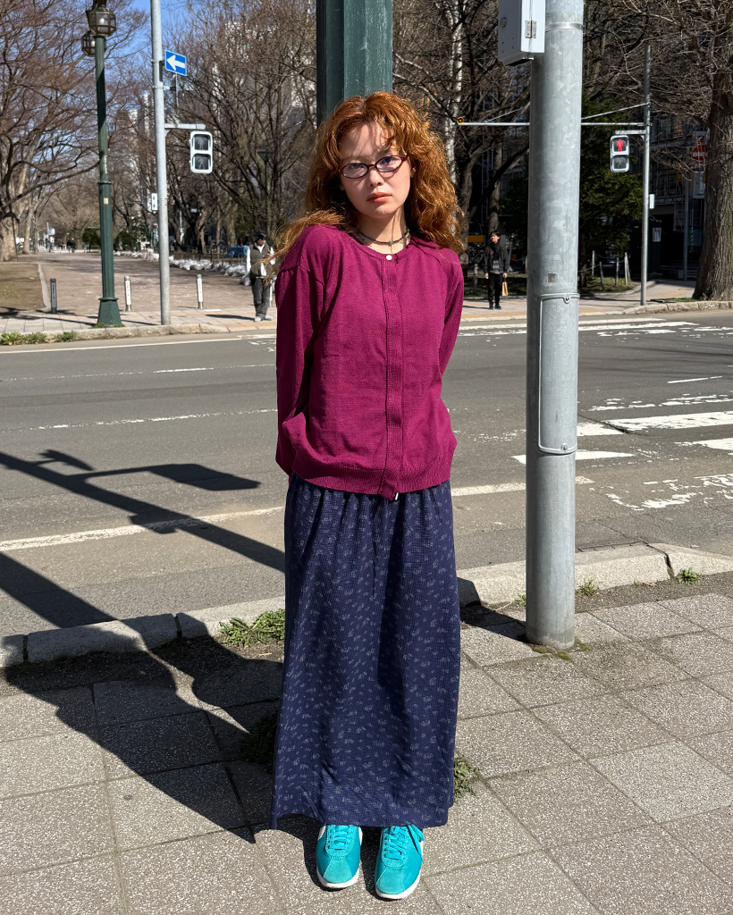 ウエストストリングフラワーロングスカート