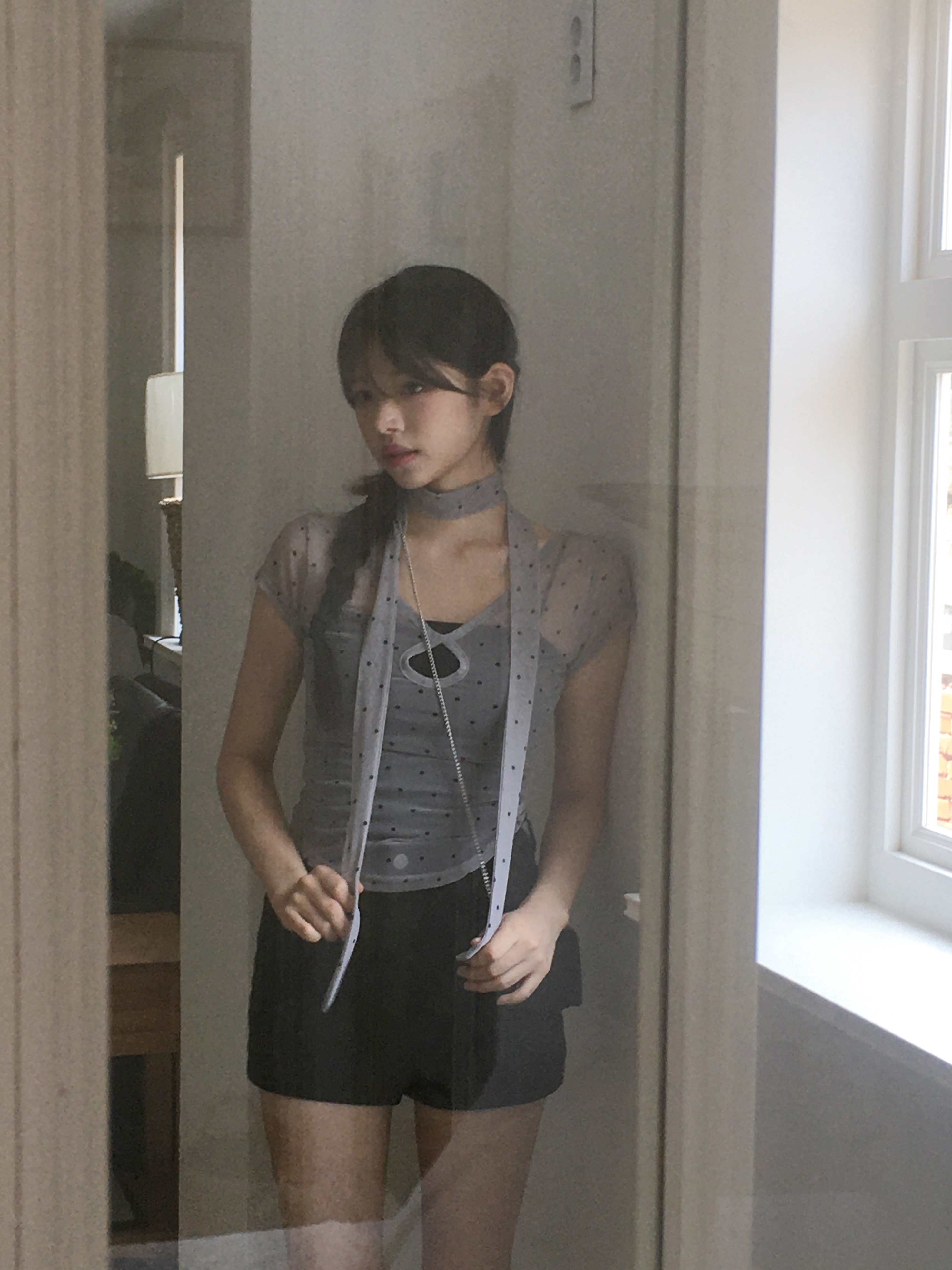 Y's ホワイトドットパターン 半袖Tシャツ　シースルー 2pcs]ドットシースルー半袖Tシャツ | ファッション通販サイト NUGU
