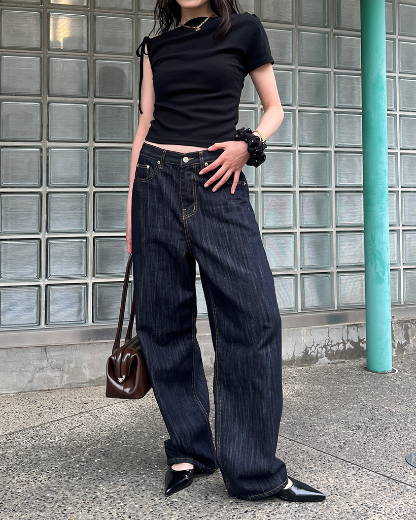 ユニセックス）ストレートリジッドメランジデニムパンツ