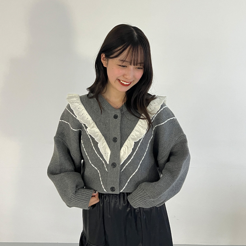 フリルニットカーディガン | ファッション通販サイト NUGU