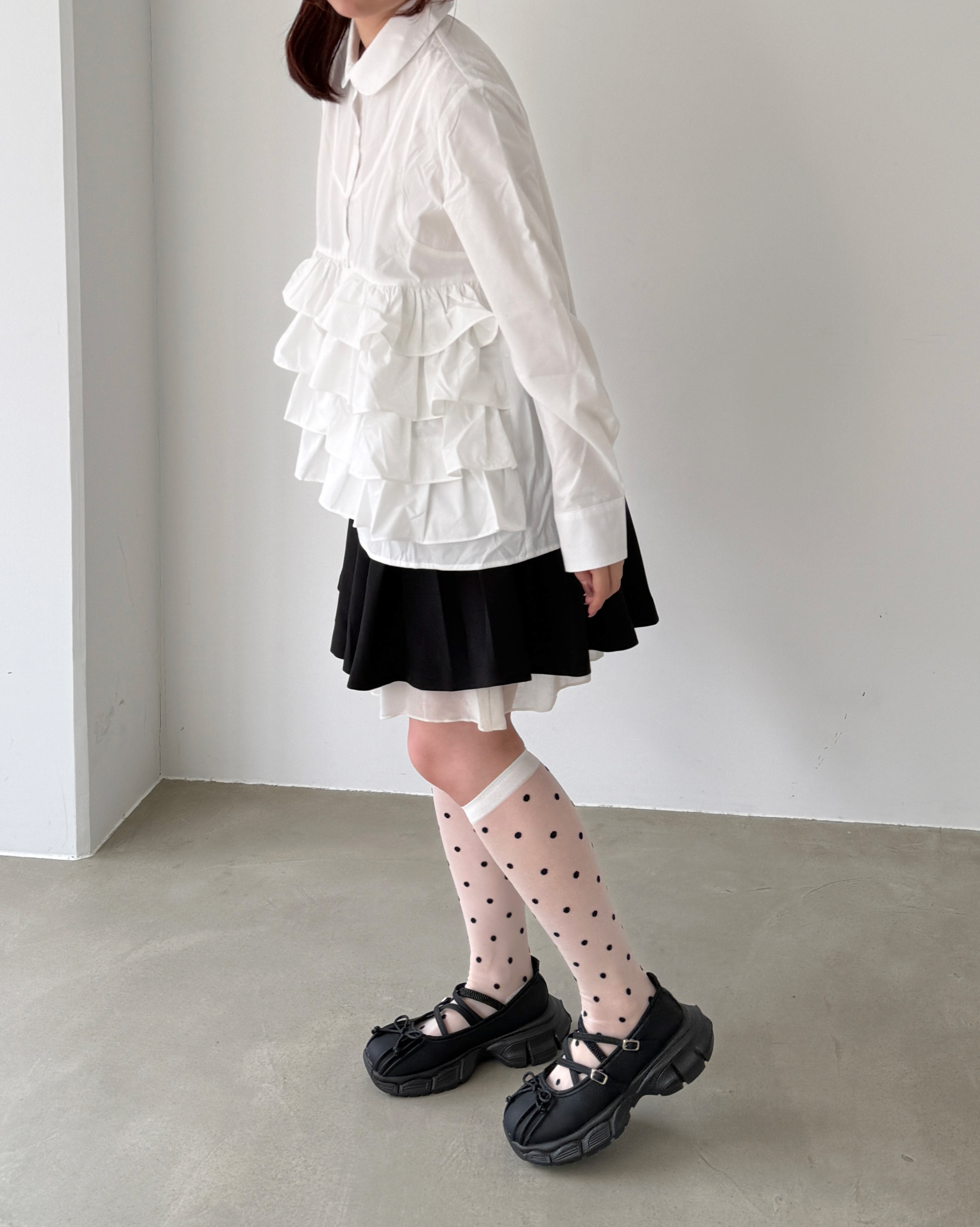 (3colors)チュールミディアムドットハイソックス