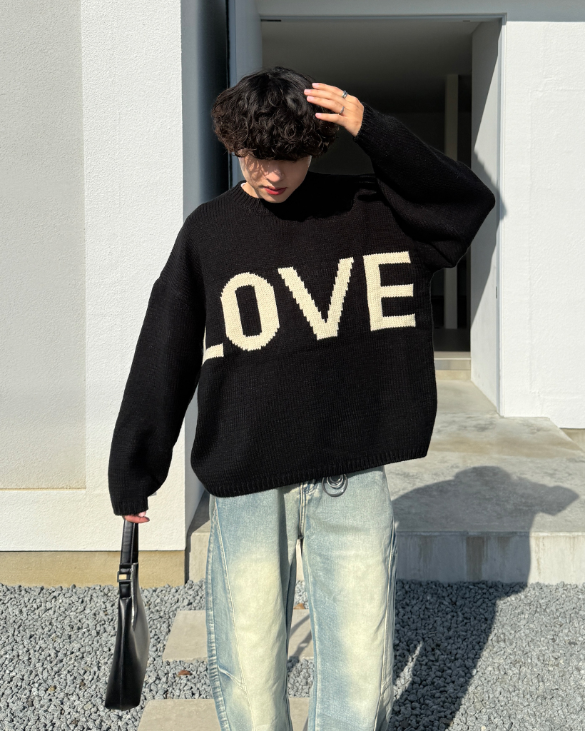 ユニセックス）アーチLOVEミドルゲージニットセーター | ファッション