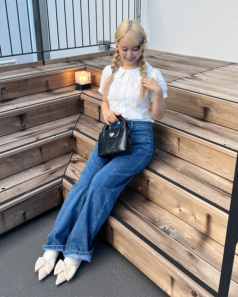 バックリボンフリルデニムパンツ | ファッション通販サイト NUGU