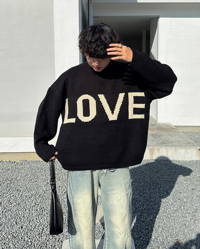 ユニセックス）アーチLOVEミドルゲージニットセーター | ファッション