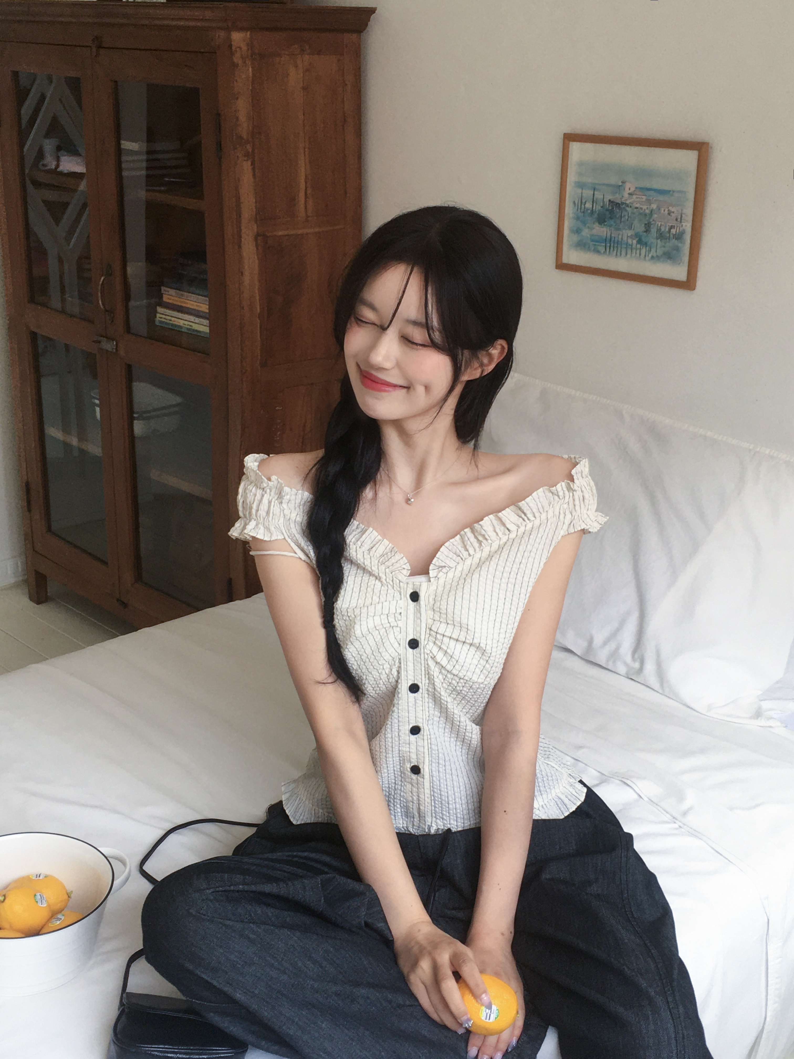 フリルブラウス シャンブレータフタフリルブラウス|LANVIN en Bleu | LANVIN en Bleu